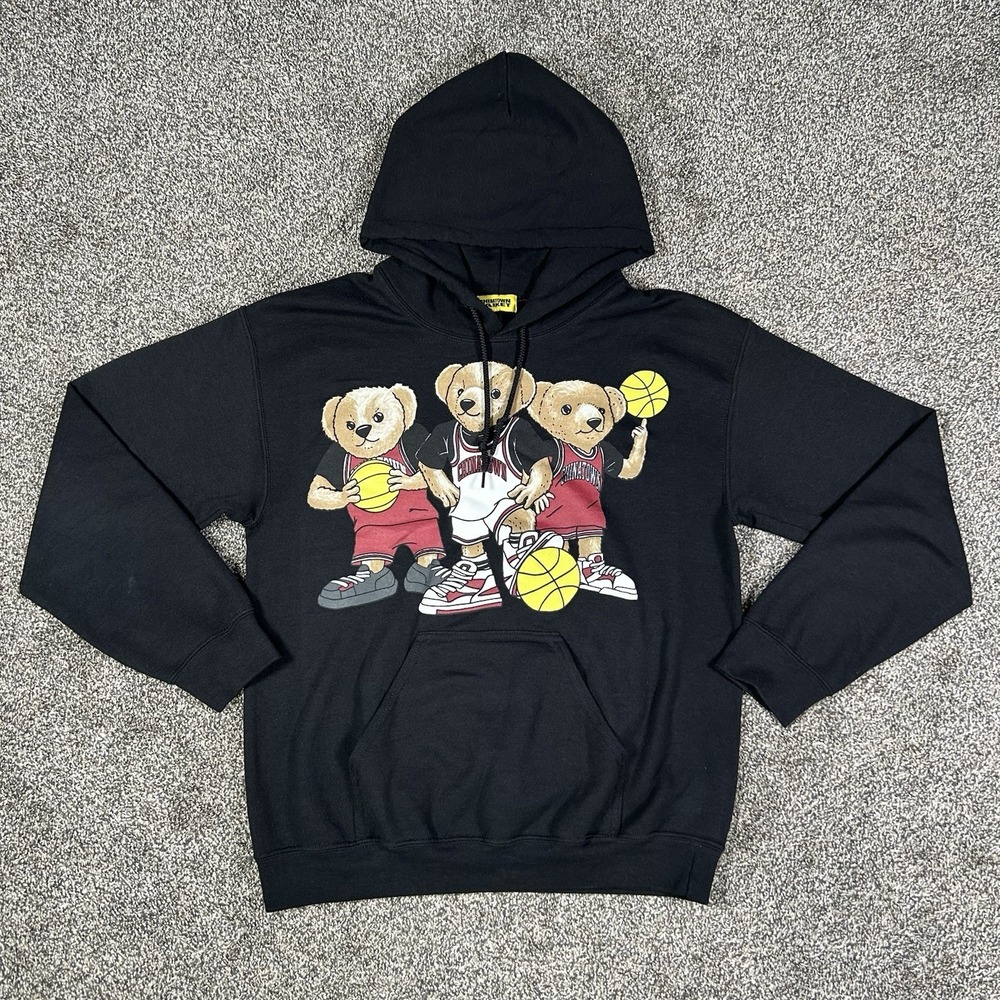 Chinatown Market Hoodie Mens Small Black Sweater Graphic Print‎ Bears Basketball